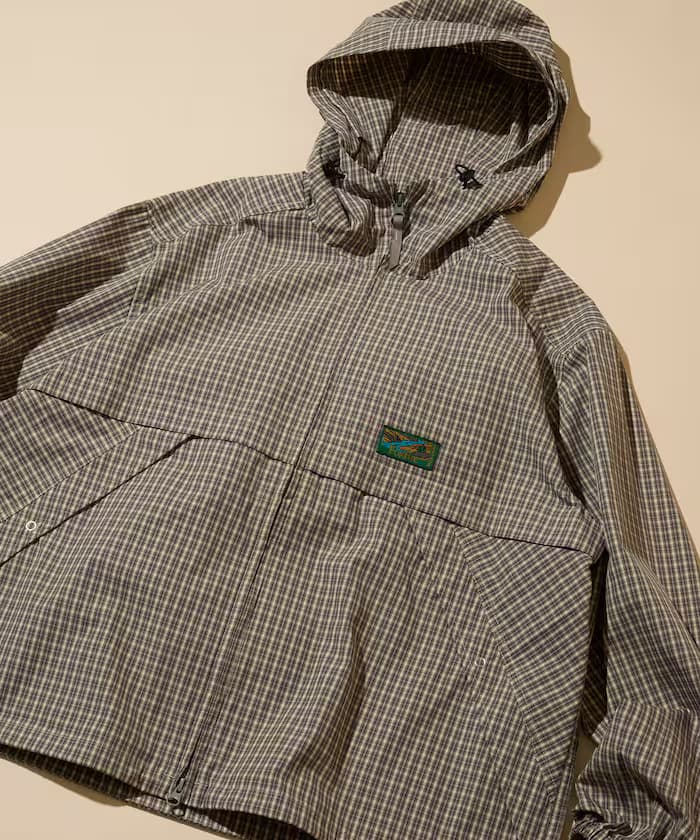 別注格紋連帽拉鏈襯衫外套