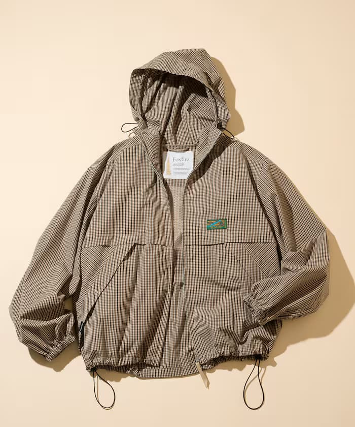 別注格紋連帽拉鏈襯衫外套