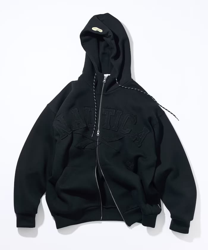 【Exclusive】雙品牌拱形標誌波浪紋衛衣連帽外套拉鏈款