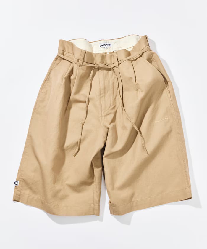 Cotton Linen 2 Tuck Chino Shorts