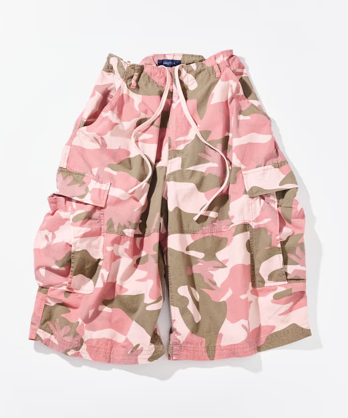 曲線剪裁防撕裂布迷彩圖案工裝短褲