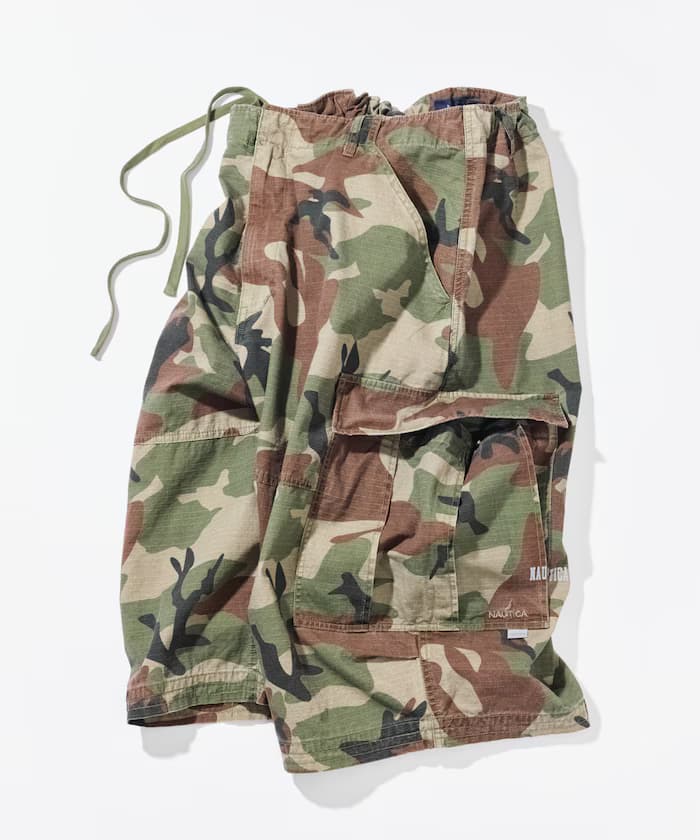 曲線剪裁防撕裂布迷彩圖案工裝短褲