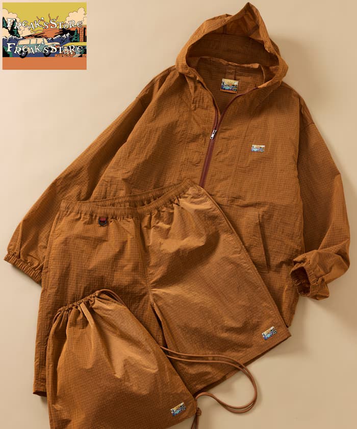 アウトドア 防撕裂布 尼龍 ワンポイントロゴ 拉鏈アップ連帽衫 短褲 包包 3Pセット