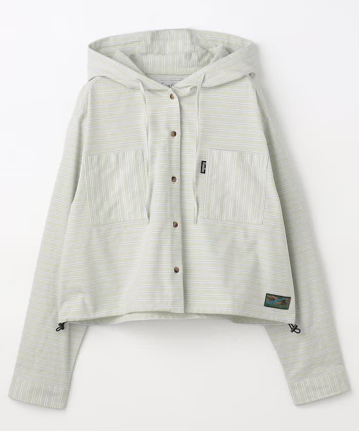 別注橫條紋連帽長袖襯衫