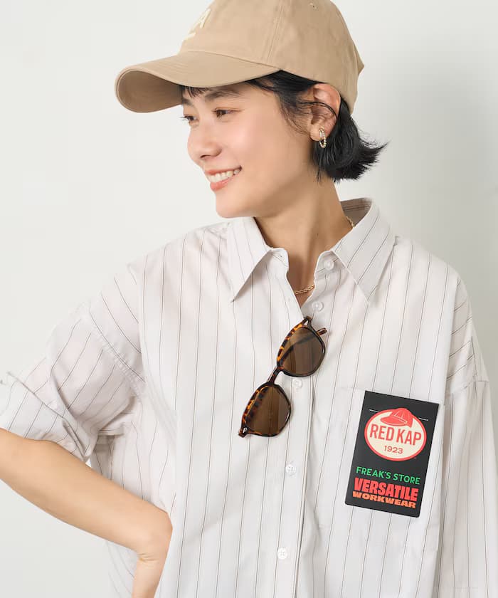 別注 條紋後背蝴蝶結半袖襯衫