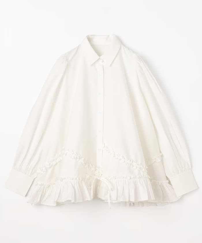 frill hem long sleeve shirts