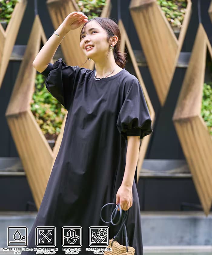 別注 UVカット パフスリーブ連身裙