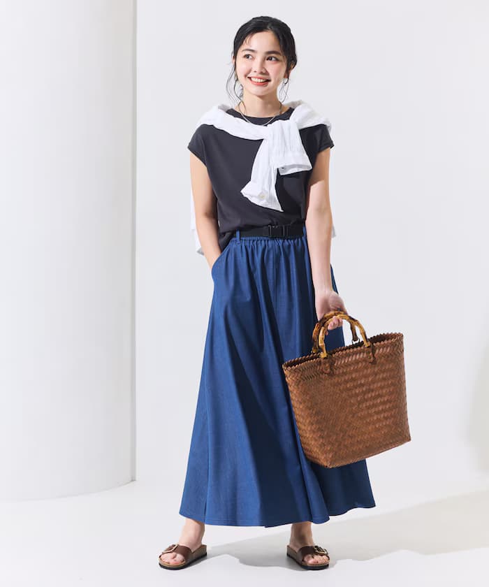 別注 UVカット T恤裙子套裝組合/丹寧風/豹紋