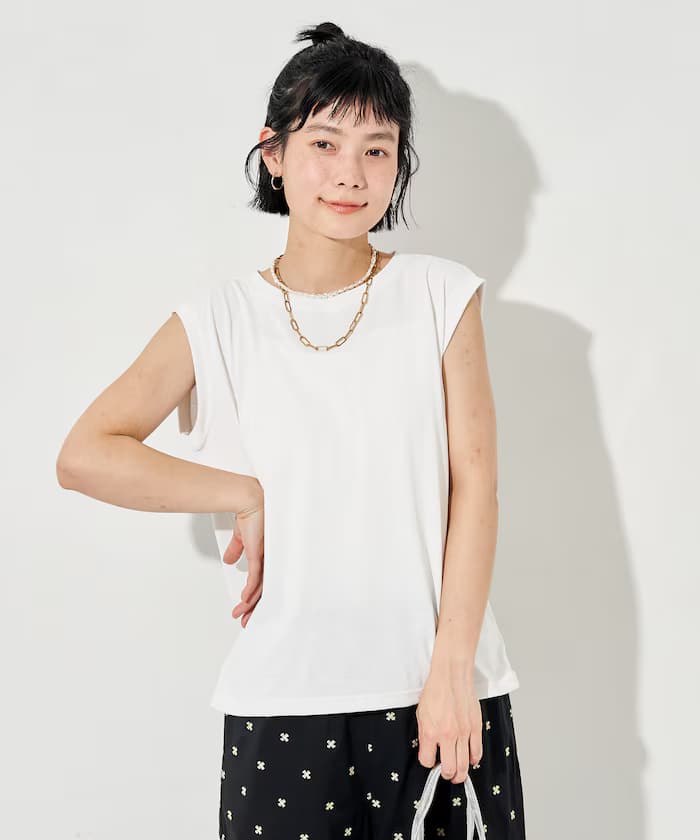 防汗漬天竺無袖T恤/遮熱/UVカット