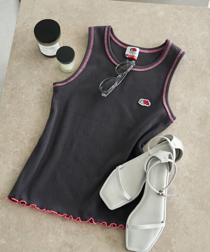 別注配色毛邊羅紋背心