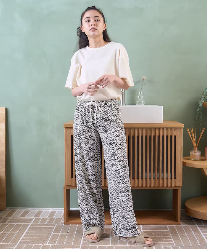 別注素面T恤豹紋長褲居家套組