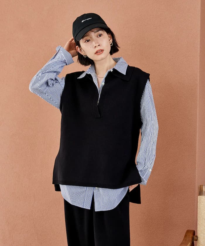 可機洗衛衣風針織背心 POLO領跳脫款 可搭套裝組