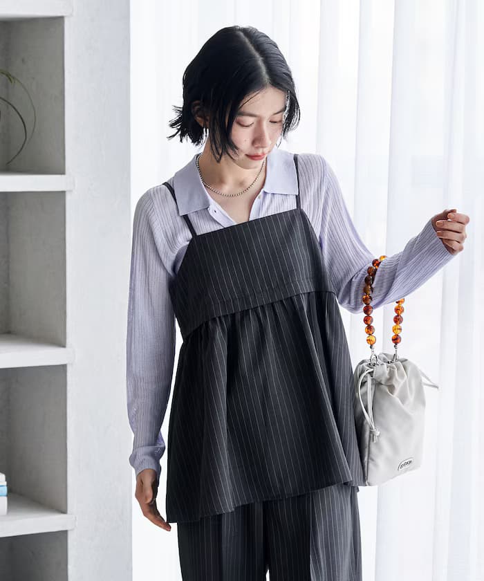 接觸冷感/UV 亞麻觸感背心褲子套裝