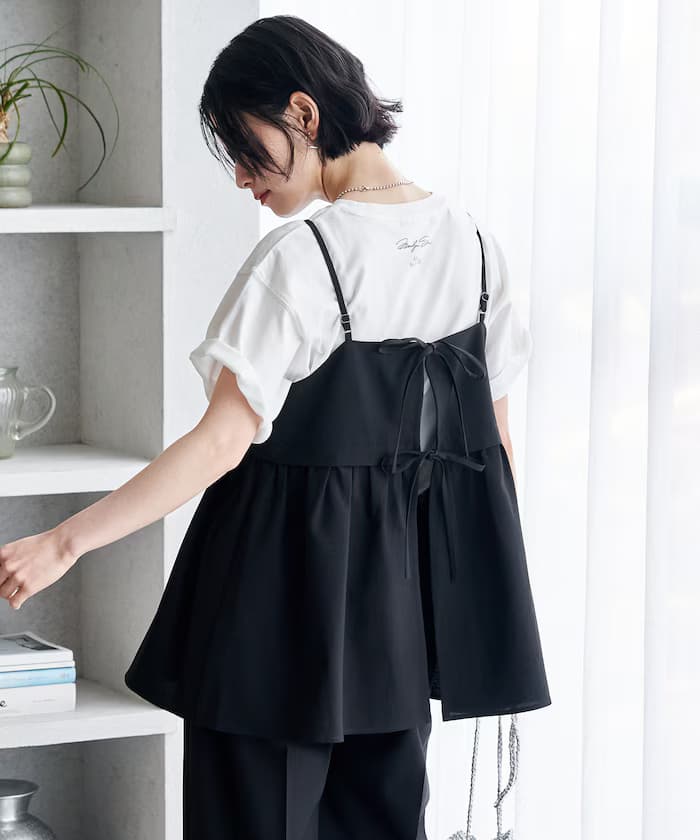 接觸冷感/UV 亞麻觸感背心褲子套裝