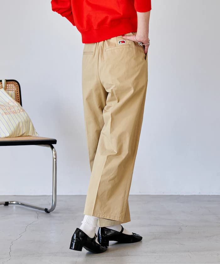 別注 ロゴ皮帶付き 斜紋褲子