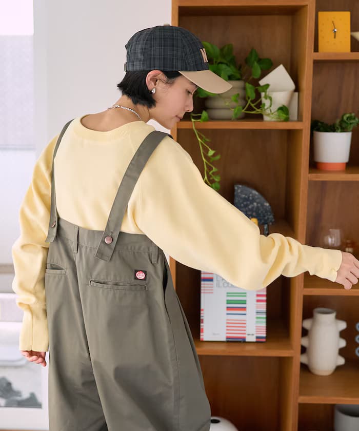 別注 吊帶 寬版 2打褶 斜紋褲子＜可搭配套裝＞