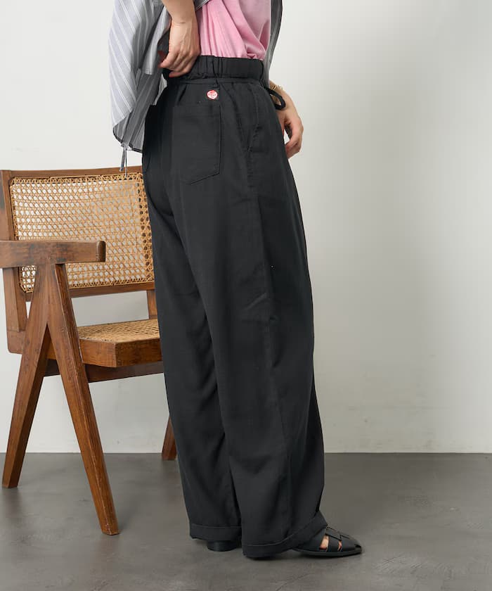 亞麻棉麗紗 紐付鬆緩褲子＜組合搭配對應＞