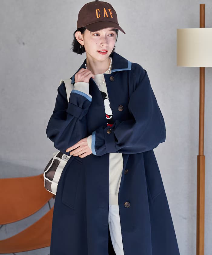 配色 ステンカラー大衣