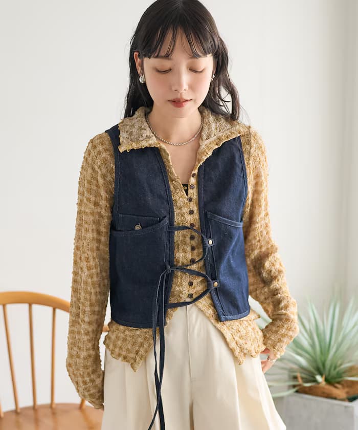 蝴蝶結棉質斜紋運動背心