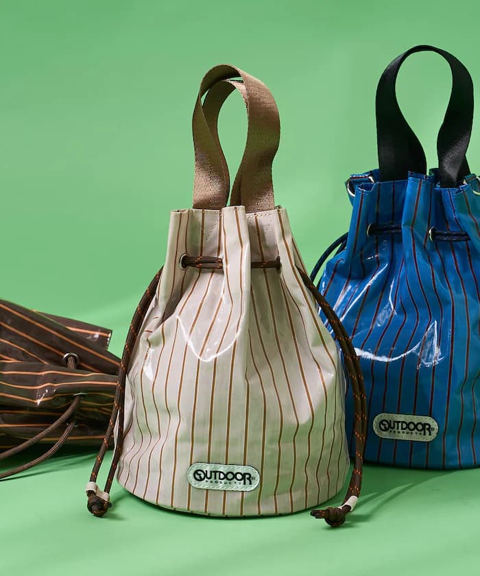 別注 2WAY PVC 條紋巾着包包