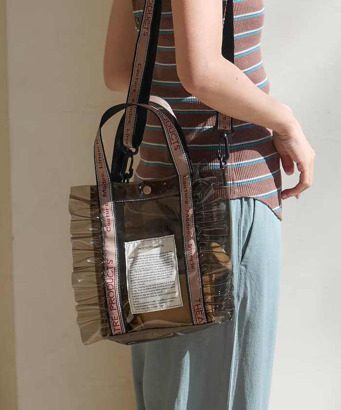 別注 Jacquard織帶 荷葉邊 透明 托特包 S