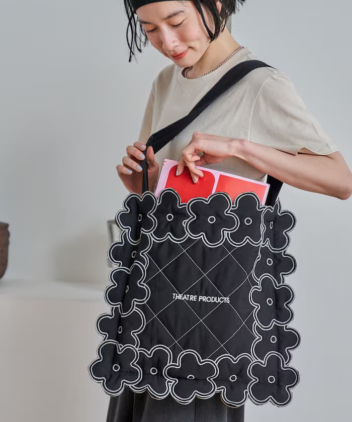 別注配色花卉縫線花卉刺繡托特包