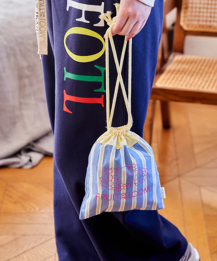 別注 多色條紋 巾著包包