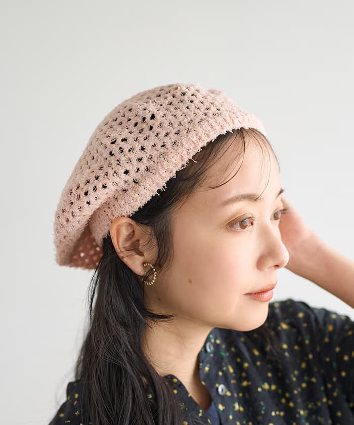 透空針織貝蕾帽