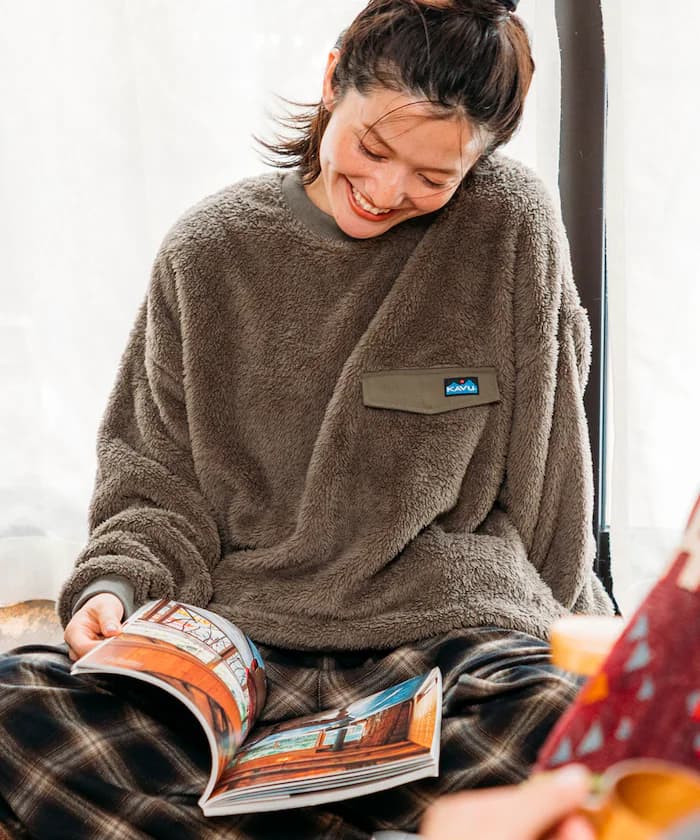 KAVU×FREAK'S STORE / 別注 尼龍切接毛絨刷毛圓領套頭衫 / 下擺繩索 【限定展開】