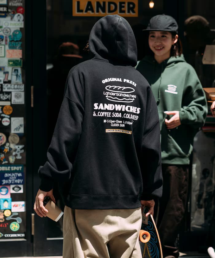 LANDER SANDWICHES×FREAK'S STORE 寬版後背印花衛衣連帽衫 【限定展開】