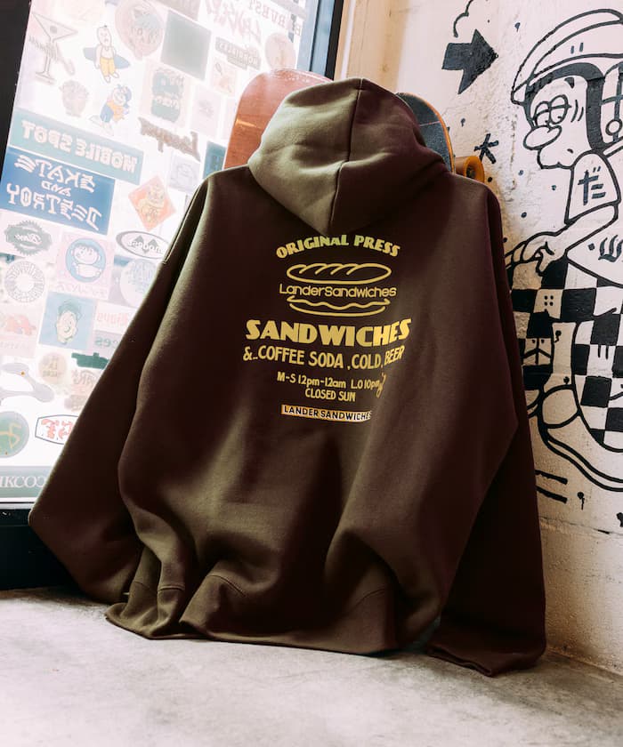 LANDER SANDWICHES×FREAK'S STORE 寬版後背印花衛衣連帽衫 【限定展開】