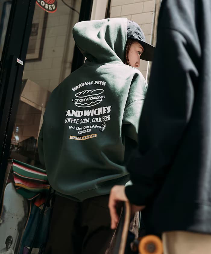 LANDER SANDWICHES×FREAK'S STORE 寬版後背印花衛衣連帽衫 【限定展開】