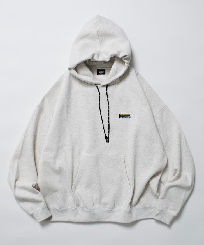 寬版一點LOGO套頭衫連帽衫/繩索下擺/裡起毛 【限定展開】