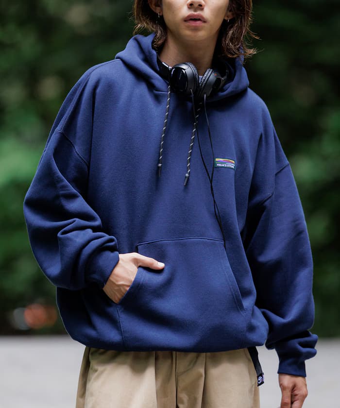 寬版一點LOGO套頭衫連帽衫/繩索下擺/裡起毛 【限定展開】