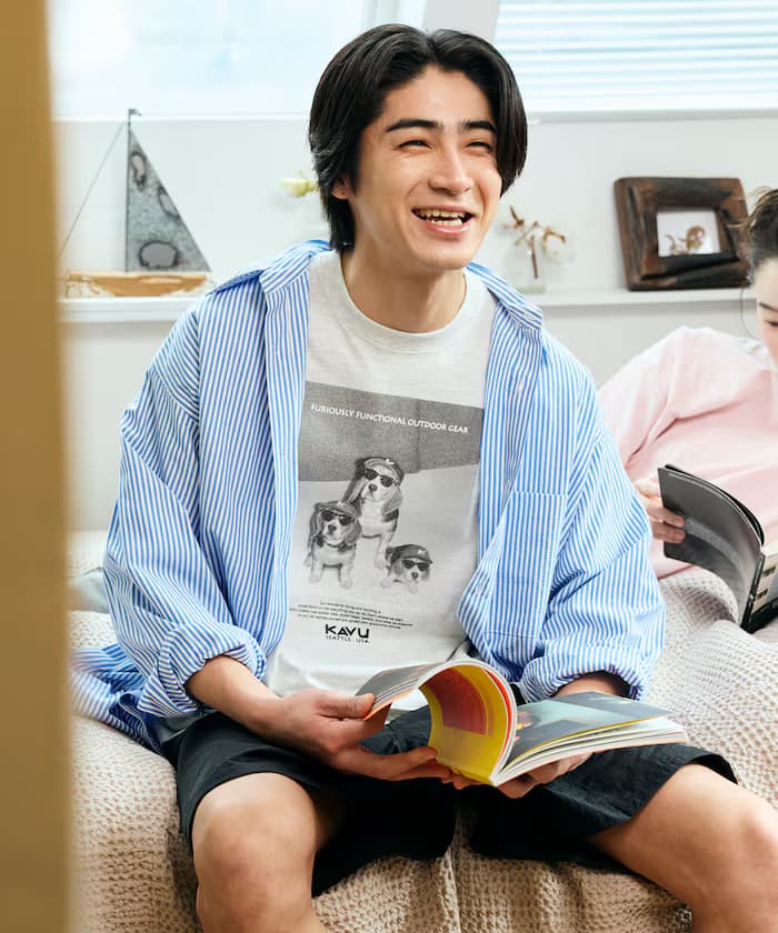 KAVU×FREAK'S STORE 別注寬版犬隻印花T恤【限定展開】