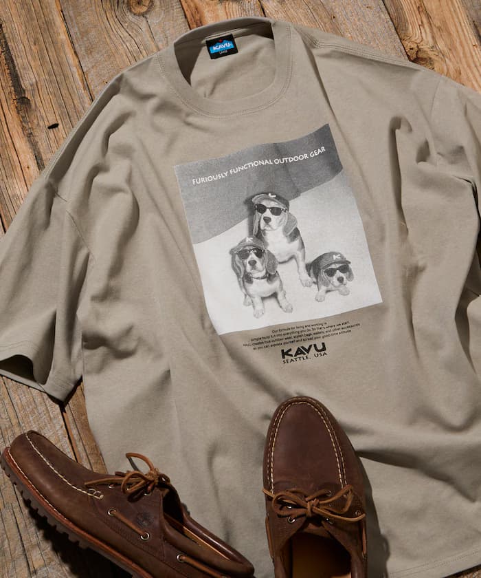 KAVU×FREAK'S STORE 別注寬版犬隻印花T恤【限定展開】