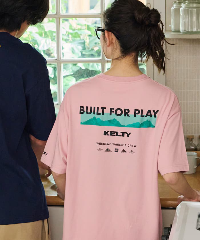 KELTY×FREAK'S STORE/ケルティ 別注寬版山型標誌背印花圓領T恤 【限定展開】