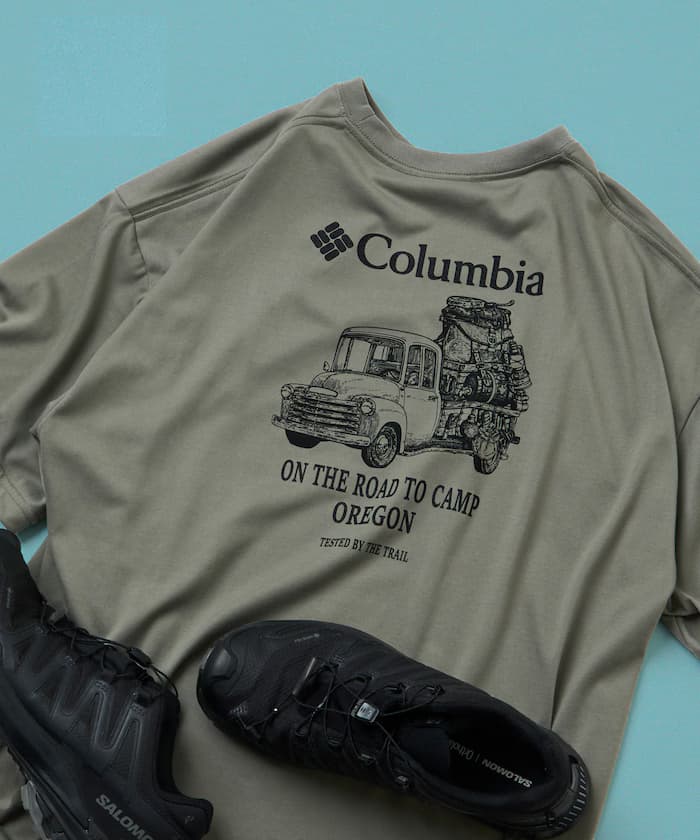 Columbia×FREAK'S STORE/哥倫比亞 別注 帝國公園 車款圖案 背面印花 圓領T恤 【限定展開】