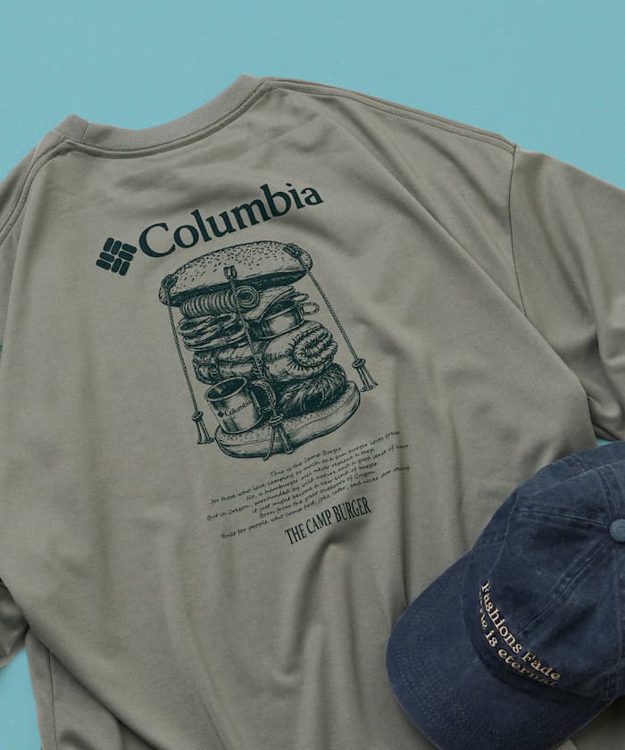 Columbia×FREAK'S STORE/哥倫比亞 別注 帝皇公園 漢堡圖案 背面印花 圓領T恤 【限定展開】