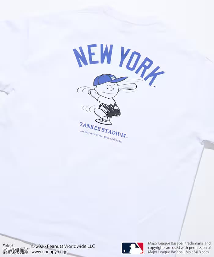 PEANUTS×MLB 別注 寬版後背印花T恤 / YANKEES 【限定展開】