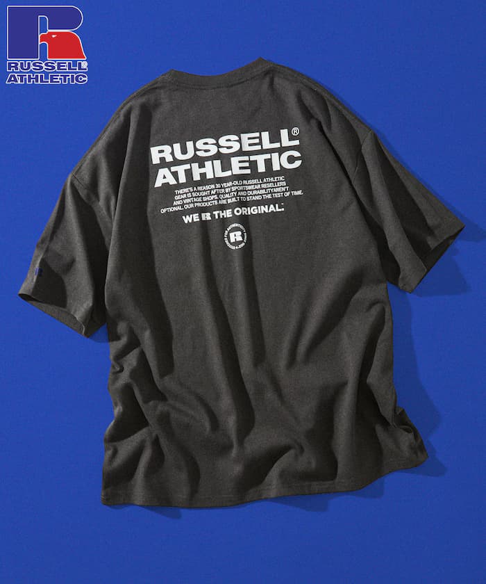 RUSSEL ATHLETIC×FREAK'S STORE 別注 寬版標誌後背印花口袋T恤 【限定展開】