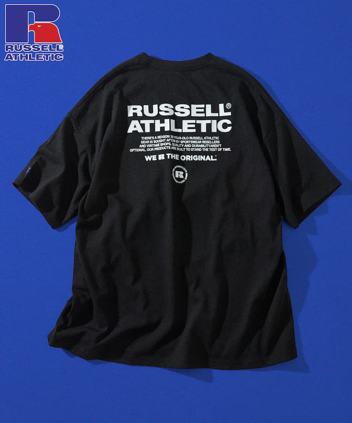 RUSSEL ATHLETIC×FREAK'S STORE 別注 寬版標誌後背印花口袋T恤 【限定展開】
