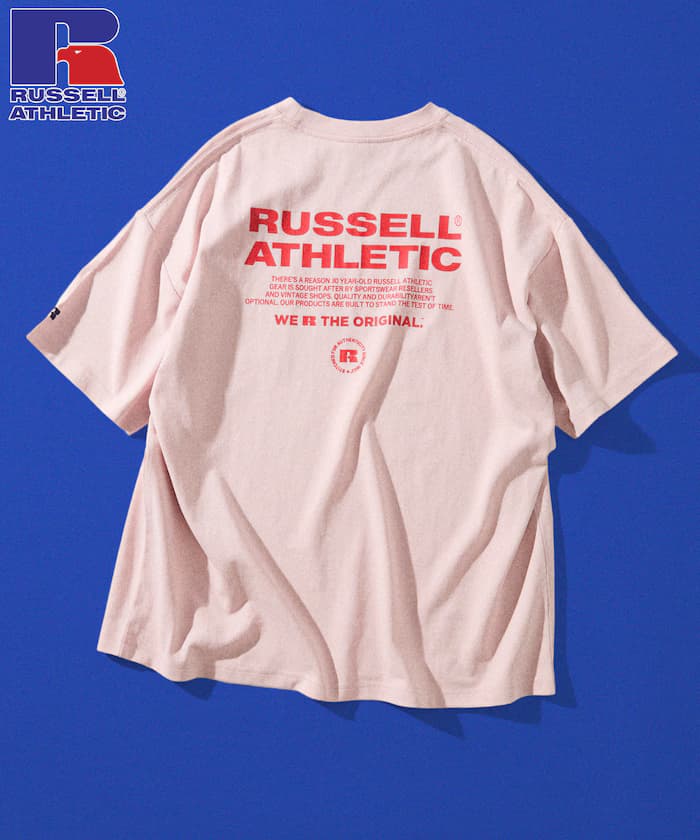 RUSSEL ATHLETIC×FREAK'S STORE 別注 寬版標誌後背印花口袋T恤 【限定展開】
