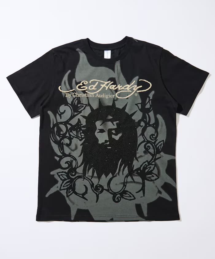 BLK RHINESTONE-ED HARDY SS TEE 【限定展開】