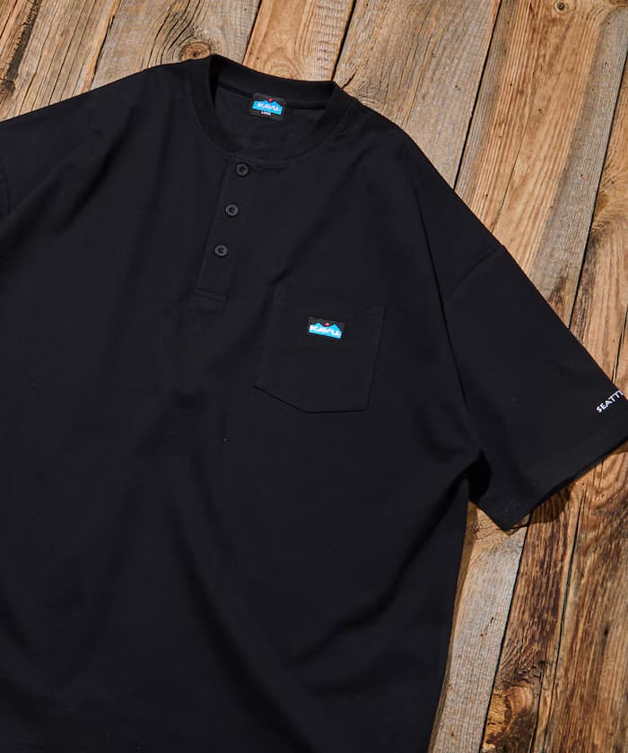 KAVU×FREAK'S STORE別注 STORATECH 刺繡小標誌亨利領T恤 【限定展開】