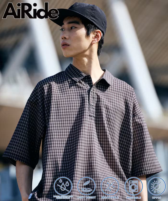 AiRide 寬鬆版Polo衫 可收納口袋 吸水速乾 UVカット 限定展開