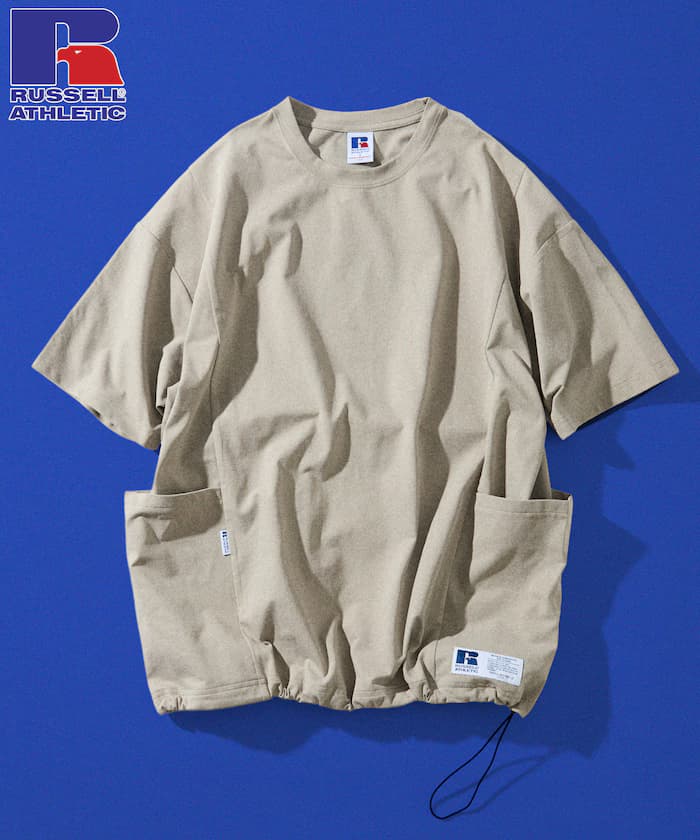 RUSSEL ATHLETIC×FREAK'S STORE 別注 寬版束繩側口袋T恤 【限定展開】
