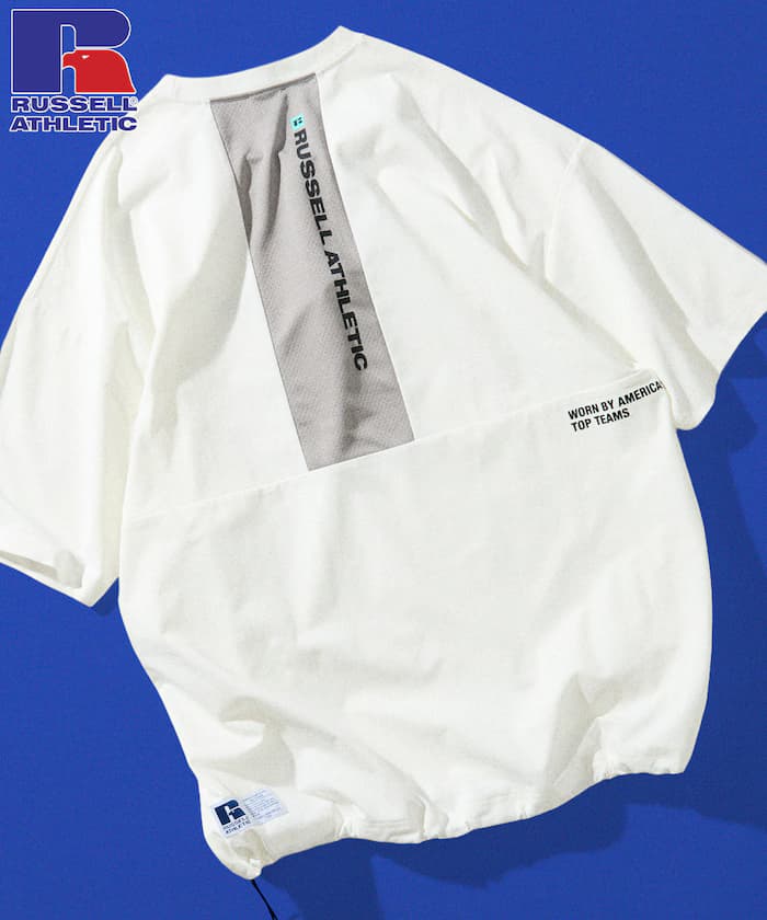 RUSSEL ATHLETIC×FREAK'S STORE 別注 寬版後背切替設計束繩T恤 【限定展開】