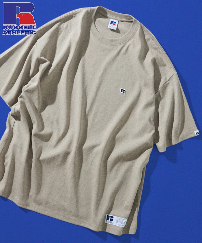 RUSSEL ATHLETIC×FREAK'S STORE 別注 寬版 ワンポイントロゴ クルーネック T恤 【限定展開】