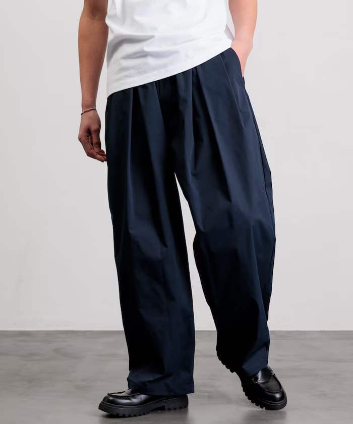 Easy Care Fabric 寬版打褶鬆緊褲子/吸水速乾/UVカット【限定展開】